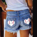 Tide Women Hole Tuxedo Denim Straight Buckle Shorts Women Hot