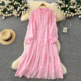 2025 French Elegant Temperament Metal Button Repair Waist Long Pit Knitted Dress