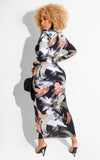 Multi-Color Print Full Sleeve Long Bodycon
