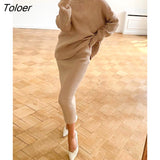 Knitted Skirt Sets Women Autumn Winter Turtleneck Pullover And Pencil Long Skirts Elegant 2 Piece Sets Sweater