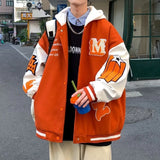 hooded jacket pure cotton cardigan spring and autumn ins baseball uniform men clothing contrasting color pocket jacket kpop-Outfit