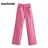 Women Wide Leg Jeans Fashion High Waist Cotton Long Denim Pants Pockets Casual Straight Loose Trousers
