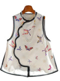 New Chinese Embroidery Vest Women's Autumn Dress New Improved Guochao Round Collar Acetate Satin Blouse-Outfit