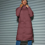 2024 Winter Women's Long Cotton Clothes Women's Fashion Zipper Solid Color Cotton-Padded Clothes Warm Coat-Outfit