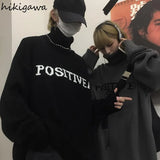 Tops Clothes Oversized Sweater Pullovers Winter Women Jumper Korean Fashion Knitwears Pull Femme Turtleneck Black Sweaters-Outfit