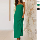 Summer New Solid Color Wrapped Breast Temperament Vertebry Dress Dress Dress
