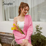Casual v-neck knitted cardigan women Autumn winter lantern sleeve button female cardigan Fashion ladies oversize