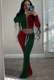 Contrast Color Velour Zipper