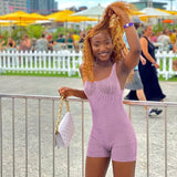 Fashion 3D Printed Rompers Playsuits Women Sport Fitness Summer Outfits Sleeveless Bodycon Shorts Jumpsuit