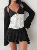 Women Vintage Retro Camisole Sleeveless Tops V-neck Backless Lace Patchwork Dots Print Summer Vest for Party Club-Outfit