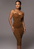 Sexy Pleated Strap Midi Party