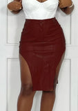 High Waist Irregular Leather