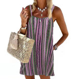 Dress Women 2021 Striped Sleeveless Mini Beach Dress Sexy Printed Festa Wear Praia Harajuku Casual Sling Vestido De