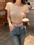 New Pure Style Short Sleeve Retro Strapped With Cardigan Sweet Cool Hottie Knitted