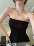 New Sexy Hottie Wearing Short Chic Thin Elastic Bra Inside The Coat Without A Shoulder Strap Vest