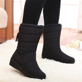 Women Boots Mid-Calf Down Boots Female Waterproof Ladies Snow Boots Girls Winter Shoes Woman Plush Insole Botas