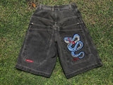 Selling Popular Style Y2K Hip Hop Original Dormitory Gothic Style Funny Style Printed Denim Shorts For Men-Outfit