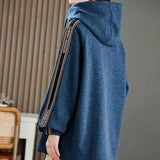 Korean Letter Spliced Pullovers Autumn Winter Women's Clothing Hooded Zipper Chic Drawstring Casual Pockets