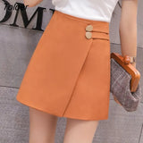 Women Solid Button Simple Summer Chiffon Lightweight Office Lady Mini Skirt All-match Slim Korean Style Fashion