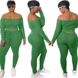 Sexy Off Shoulder Knit Top And Leggings 2 Piece