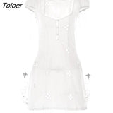 Square Collar Lace Trim White Dresses Women Sexy High Waist Sleeveless Beachwear Bodycon Backless Drawstring