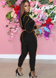 Bright Line Print Tight Crop Top and Pants