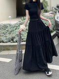 White Half-Dress Women's A-Shaped Skirt In The Long Umbrella Skirt Autumn Small Tall Waist Thin