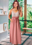 Printed Sweet V-neck Sleeveless Stripe Belted Maxi