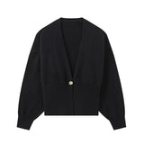 And Winter New Shaped Button Sweater Top Fashion Casual Simple Sense V-Neck