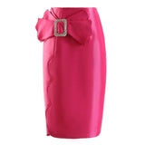 Patchwork Bowknot Skirt For Women High Waist Solid Asymmetrical Designer Solid Midi Skirts Female Summer