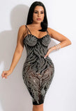 Party Sexy Beaded Strap Midi Bodycon
