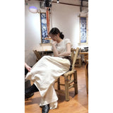And Relaxed Sense Of Simple Shoulder Round Neck Short Sleeve T-Shirt High Lumbar Loose Leisure Pants Two