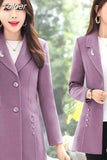 Winter Wool Jacket Womens Clothing Mid Long Double Breasted Woolen Coats Slim Wild Elegant Female Korean Outerwear