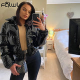 Streetwear Winter Clothes Down Coats and Jackets Women 2020 Faux Pu Leather Puffer Jacket Women Bubble Coat Bomber