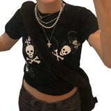 Women Goth Clothes y2k Crop Tops Summer 2024 T shirts Grunge 2000s Trashy Aesthetic Short Sleeve Tees Young Girls Streetwear-Outfit