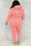 Plus Size Casual Backside Letter Print Hoodies And Pant 2 Piece