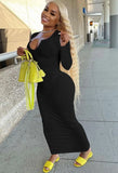 Ribbed Sexy Long Bodycon Dress with Full