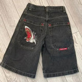 Selling Popular Style Y2K Hip Hop Original Dormitory Gothic Style Funny Style Printed Denim Shorts For Men-Outfit