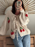 2025 Knitted Cardigan With Loose Casual Sweater Strawberry Cherries With Coat