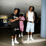 Year's New Short-Sleeved Shirt For Men And Women's Trend Card Street Hip-Hop Punk Letter Printed T-Shirt Shorts-Outfit