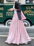 Fatmm Cake White Dress Autumn Big Umbrella Skirt Folded Tight Body Fat Long