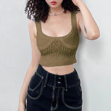 Sexy Knit Solid Color Small Vest Wool Knit Crop