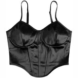 Women Curved Hem Satin Cami Top-Outfit