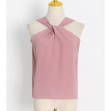 Sexy Solid Tank Tops For Women Halter Sleeveless Cut Out Korean Fashion Knitting Vests Female 2022 Clothing