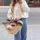 And Winter New Loose Round Neck Flag Pattern Simple Knitted