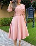 Toloer 2023 New Women's Jacket Lapel Pleated Belt Temperament Commuter