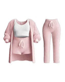2025 New Knitted Plush Long-Sleeved Coat Vest Shorts Four-Piece Set + Three-Piece