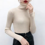Women Korean Sweater Turtleneck Basic Slim Elastics Pullovers 2019 New Solid Knitted Runway Sweaters Sueter Mujer