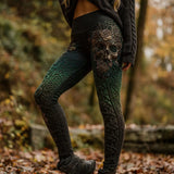 Retro Cat 3D Digital Print Ladies Sports Yoga Pants Peach Hip Elastic