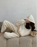2021 Spring Women Hoodies Sweatshirt Tracksuit Fleece Cotton 2 Pieces Sets Pants